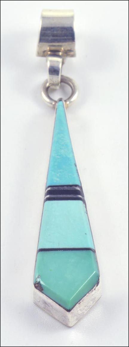 Turquoise Inlaid Pendant in Sterling Silver LARGE