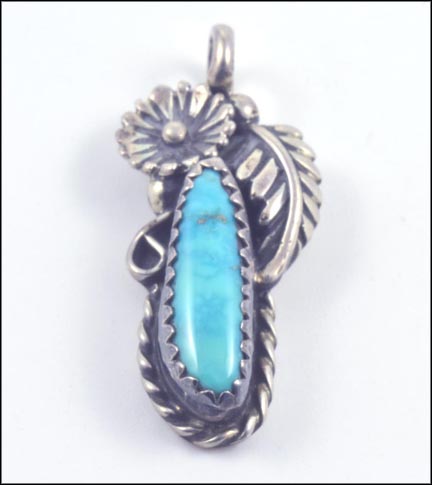 Turquoise Native American Pendant in Sterling Silver MAIN