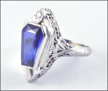 Synthetic Stone Ring in 14K White Gold MAIN