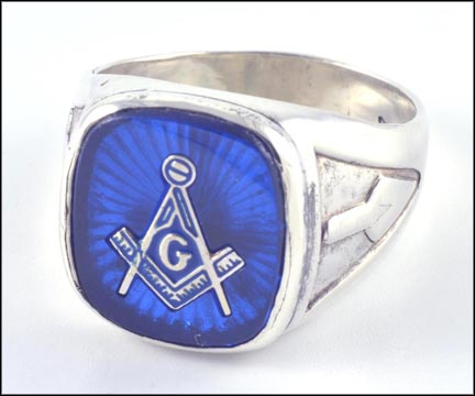 Masonic Blue Lodge Ring in Sterling Silver LARGE
