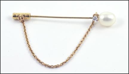 Pearl Stickpin in 14K Yellow Gold LARGE