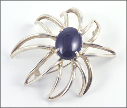 Tiffany Fireworks Pin with Onyx in Sterling Silver LARGE