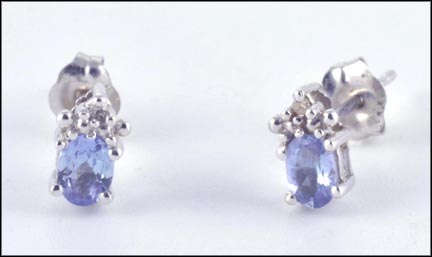 Tanzanite Earrings in 10K White Gold LARGE