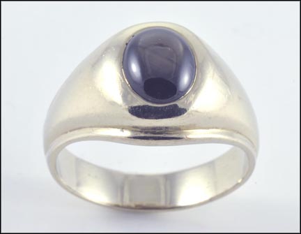 Black Star Sapphire Ring in White Gold LARGE