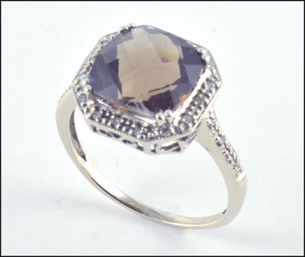 Smoky Quartz Ring in White Gold MAIN