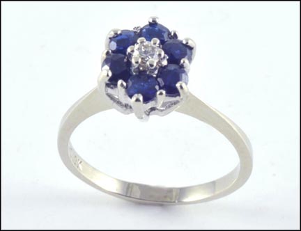 Sapphire Cluster Ring in 10K White Gold MAIN