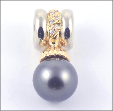 Black Pearl Pendant in 14K Two-Tone Gold MAIN