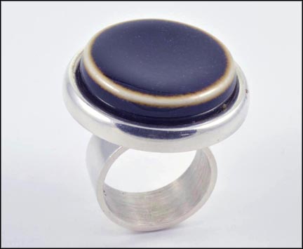 Designer Michelson Ceramic Top Ring in Sterling Silver MAIN
