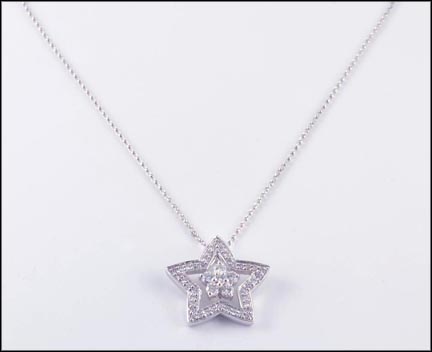 Diamond Star Pendant in 14K White Gold LARGE