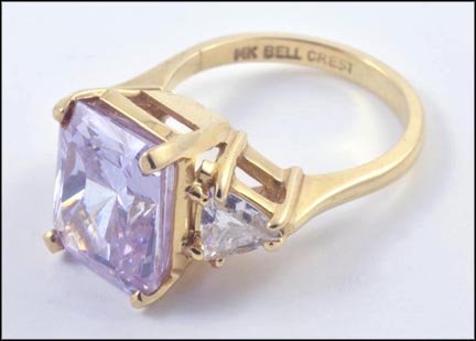 Amethyst Ring with White Topaz in 14K Yellow Gold MAIN