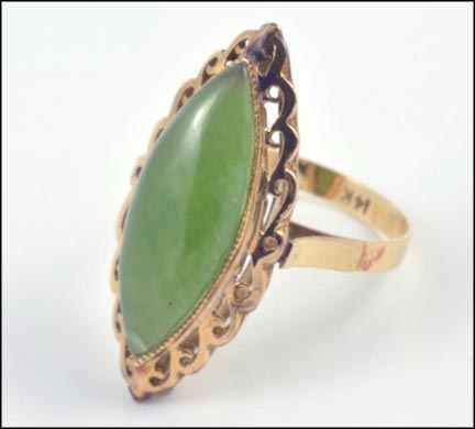 Jadeite Navette Ring in 14K Yellow Gold MAIN