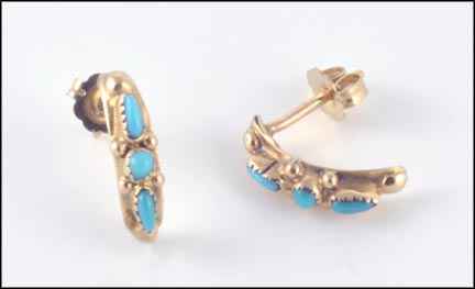 Turquoise Earrings in Yellow Gold LARGE