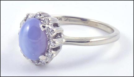 Blue Star Sapphire Ring in 14K White Gold MAIN