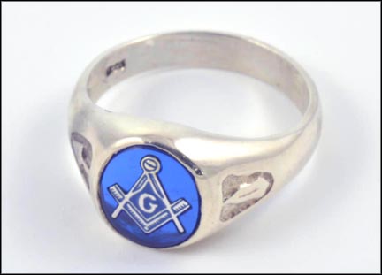 Masonic Blue Lodge Ring in Sterling Silver LARGE