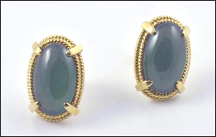 Jade Earrings in Yellow Gold LARGE