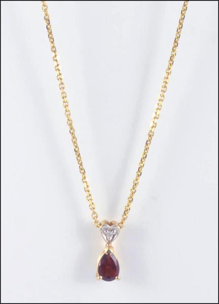 Garnet Necklace in 14K Yellow Gold LARGE