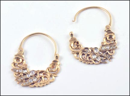 Victorian Mine Cut Diamond Earrings in 18K Yellow Gold MAIN