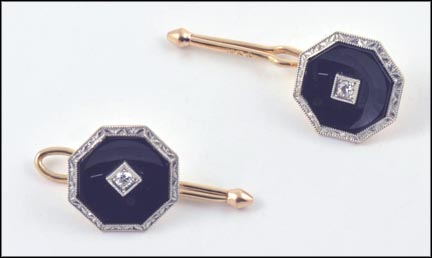 Onyx Cufflinks in 14K Yellow Gold LARGE
