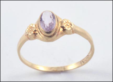 Synthetic Pink Stone Ring in 10K Yellow Gold MAIN