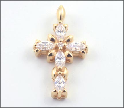 Cubic Zirconia Cross Pendant in 14K Yellow Gold MAIN