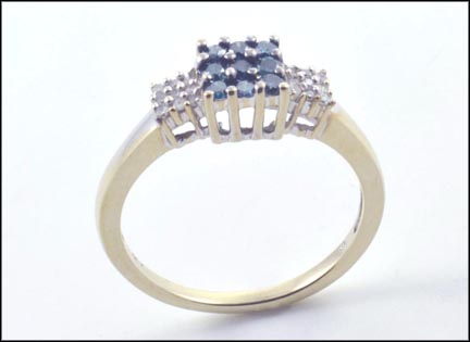 Blue and White Diamond Ring in 10K White Gold MAIN