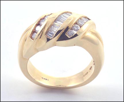 Domed Diamond Ring in 14K Yellow Gold MAIN