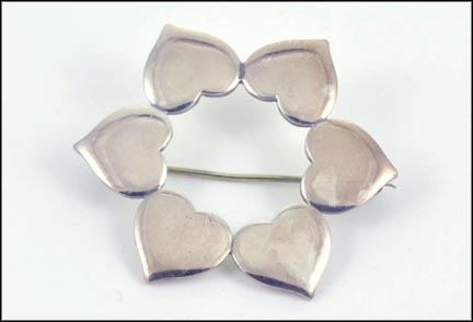 Hans Hansen Sterling Heart Pin in Sterling Silver MAIN