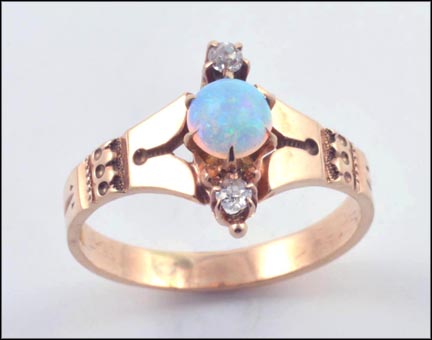 Vintage Opal Ring with Diamond Accent in Rose Gold MAIN
