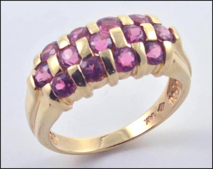 Pink Topaz Cluster Band in 14K Yellow Gold MAIN