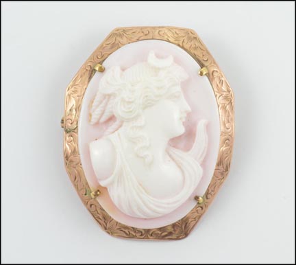 Shell Cameo Brooch or Pendant in 10K Pink Gold MAIN