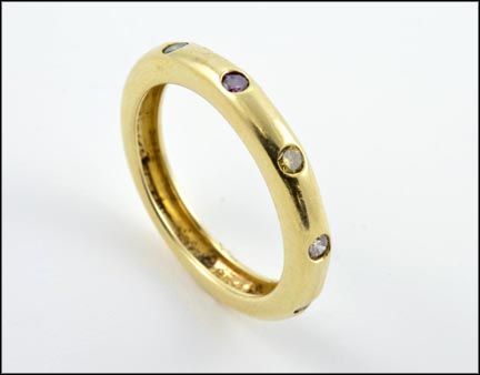 Band with Real Stones in 14K Yellow Gold LARGE
