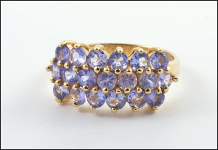 Tanzanite Cluster Ring in 14K Yellow Gold LARGE