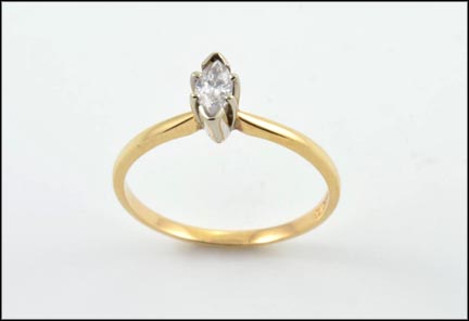 Marquise Cut Solitaire Diamond Ring in 14K Yellow Gold LARGE