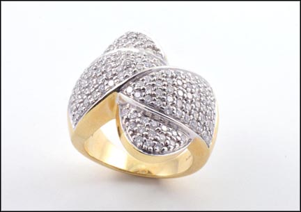 ''Knot'' Design Diamond Ring in 14K Yellow Gold LARGE