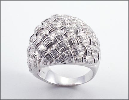 Diamond Dome Ring in 14K White Gold LARGE