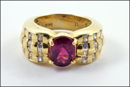 Pink Tourmaline Ring in 14K Yellow Gold LARGE