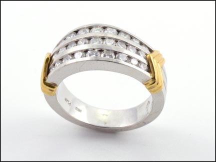 Diamond Band in Platinum and 18k Yellow Gold LARGE