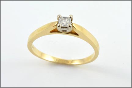 Princess Cut Diamond Engagement Ring in 14K Yellow Gold LARGE
