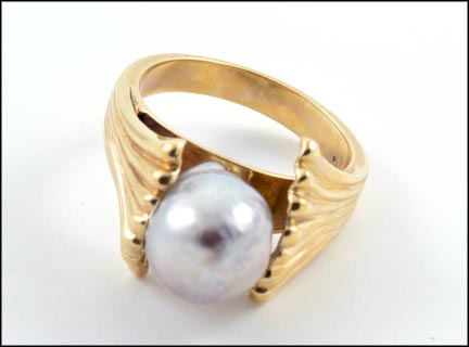 South Sea Baroque Pearl Ring in 14K Yellow Gold LARGE