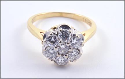 Diamond Cluster Ring in 14K Yellow Gold LARGE
