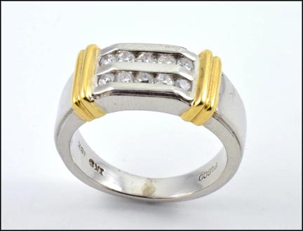 Diamond Band in Platinum and 18k Yellow Gold LARGE