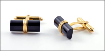 Onyx Cufflinks in 14K Yellow Gold LARGE
