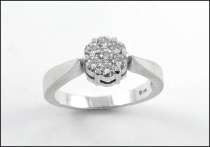 Diamond Cluster Ring in 18K White Gold LARGE