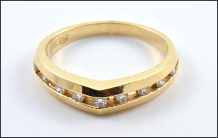 Channeled Diamond Ring in 14K Yellow Gold LARGE