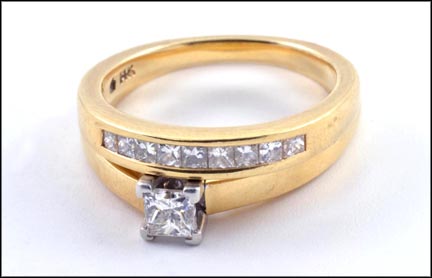 Princess Cut Diamond Solitaire Wedding Set in 14K Yellow Gold LARGE