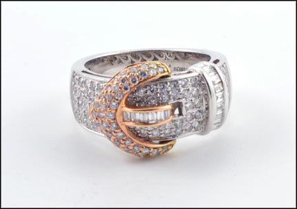 Diamond Buckle Ring in 14K White Gold LARGE