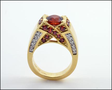 Spessartite Garnet Ring in 14K Yellow Gold LARGE