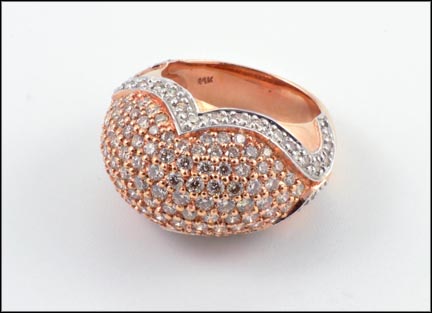 Diamond Dome Ring in 14K Rose Gold LARGE