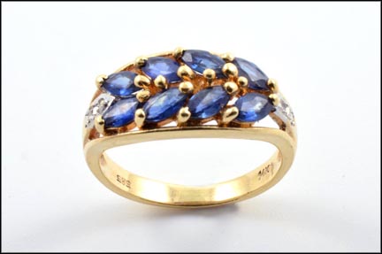 Sapphire Cluster Band in 14K Yellow Gold LARGE