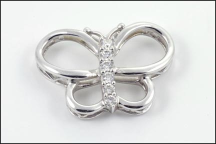 Diamond Butterfly Pendant in 14K White Gold LARGE